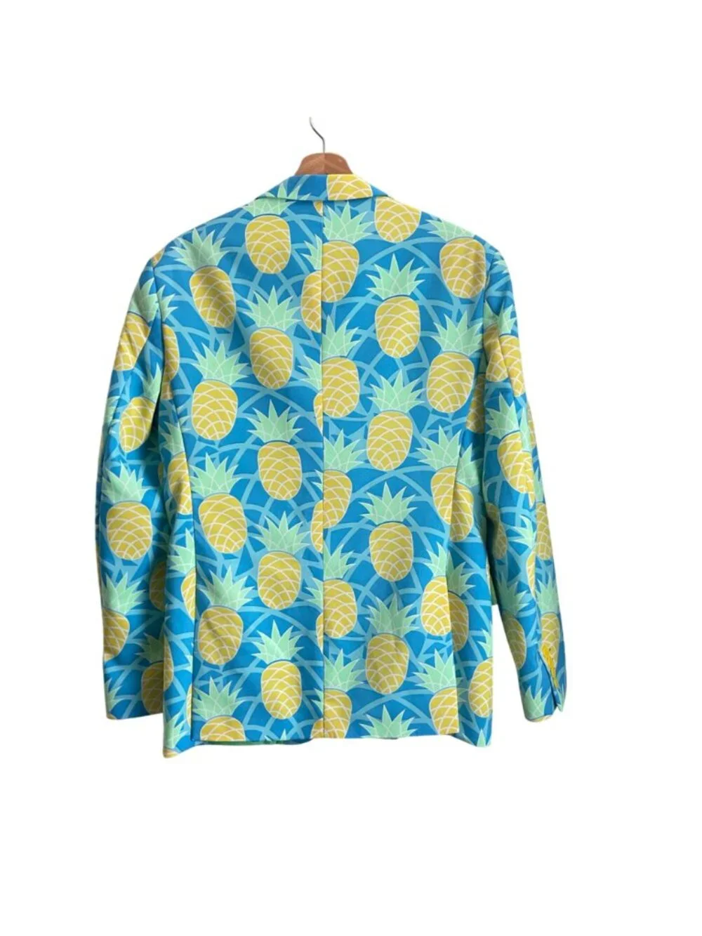 OppoSuits Mens Pineapple Print Suit Size 38 Shineapple Blue Novelty Tropical Set